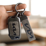 Elegant Metal & Leather Car Key Cover for 3-Button Flip Keys – Style Meets Protection