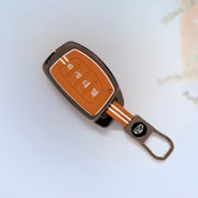 Zinc Alloy Metal Silicon Key Cover Compatible With Hyundai Alcazar, Creta, Tucson | 4 Button Smart Key