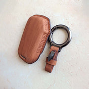 Leather Car Key Cover Compatible With Kia Seltos, Sonet 2023 | Push Start 4 Button Side Key