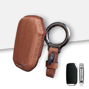 Leather Car Key Cover Compatible With Kia Seltos, Sonet 2023 | Push Start 4 Button Side Key