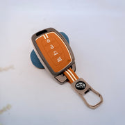 Zinc Alloy Metal Silicon Key Cover Compatible With Hyundai Alcazar, Creta, Tucson | 4 Button Smart Key