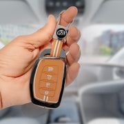 Zinc Alloy Metal Silicon Key Cover Compatible With Hyundai Alcazar, Creta, Tucson | 4 Button Smart Key