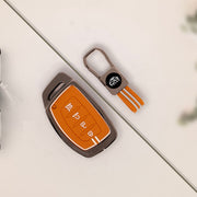 Zinc Alloy Metal Silicon Key Cover Compatible With Hyundai Alcazar, Creta, Tucson | 4 Button Smart Key