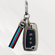 Metal Silicone Key Cover with Belt for with Kona, Verna, Tucson, Venue, Aura | 3 Button Flip Key