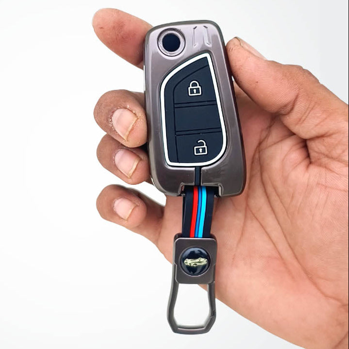 Metal Silicon Car Key Cover For Toyota Corolla, Camry, Ascent, Yaris,  Levin  | 2 Button Flip Key