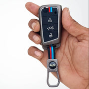 Metal Silicon Key Cover for Skoda/Volkswagen Kushaq, kylaq, Octavia, Kodiaq,  Superb, Slavia, Passat, Virtus, T Roc | 3 Button Flip Key