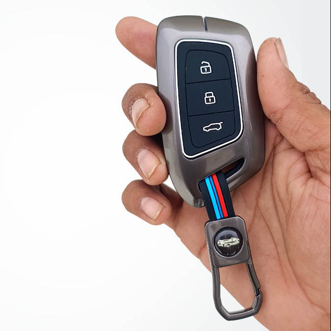 Metal Silicon Car Key Cover For MG Hector | 3 Button Smart Key
