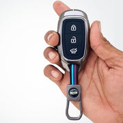 Metal Silicon Car Key Cover Compatible With Verna, i20 Asta | 3 Button Smart Key