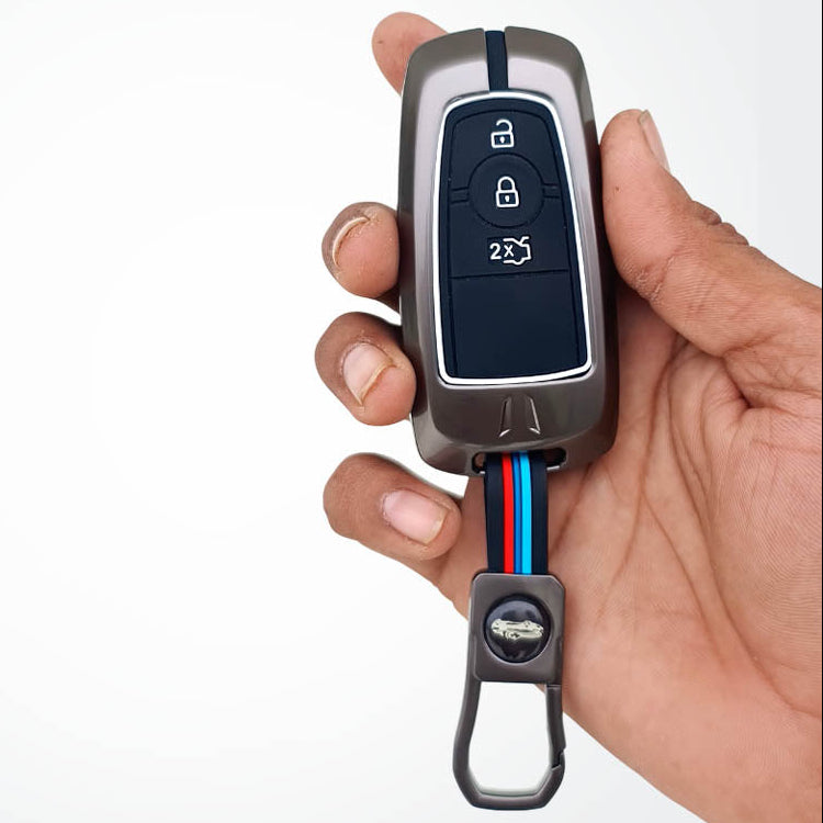 Metal Silicon Key Cover Compatible With Figo, Aspire, Ecosport, Endeavour | 3 button Smart Key