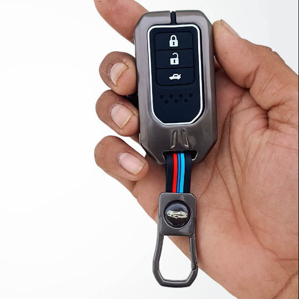 Metal Silicon Key Cover Compatible with Accord, Amaze, Jazz, CR-V,  WR-V | 3 Button Smart Key