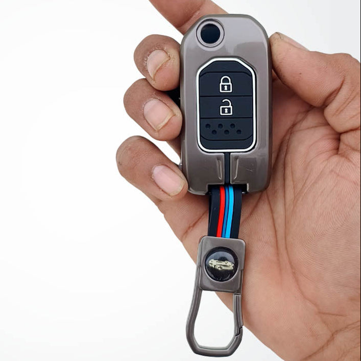 Metal Silicon Key Cover Compatible with City, WR-V | 2 Button Flip Key