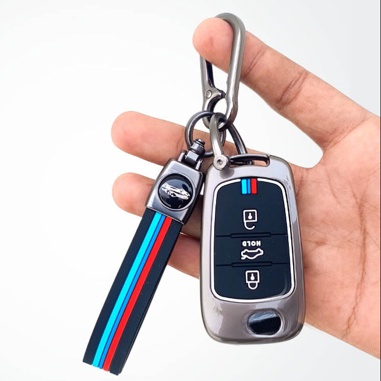 Metal Silicone Key Cover with Belt for Verna Fluidic, Old i10,Old i20 | 3 Button Flip Key VIEW ALL REVIEWS