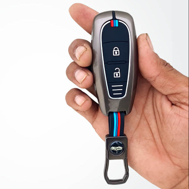 Metal Silicon Key Cover for Suzuki Baleno, Ciaz, Grand Vitara, Brezza, S Cross, Swift, Ignis, XL6, Fronx | 2 Button Smart Key