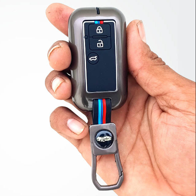 Metal Silicon Key Cover for Suzuki Ertiga, Swift, Dzire, Baleno, Ignis, XL6, Franzo, Celerio, Ciaz, Brezza, Jimny   | 3 Button Smart Key