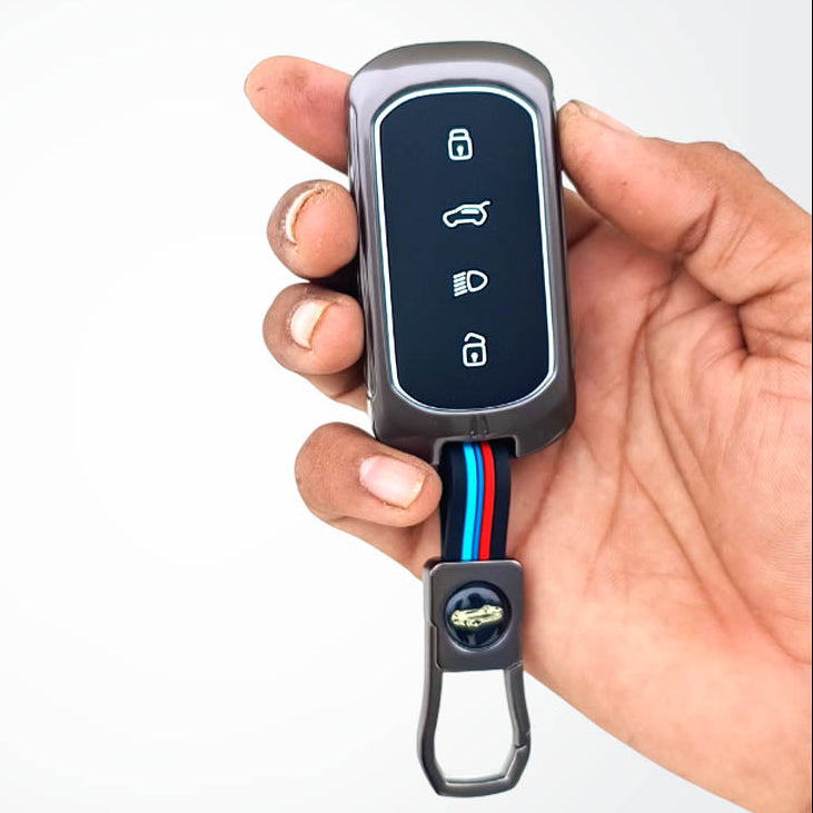 Metal Silicon Key Cover For TATA curvv| 4 Button smart key