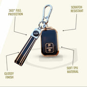 TPU Key Cover with Belt for Suzuki Baleno, Swift, Ertiga, XL6, DZire, Fronx, Scross, Celerio, Ciaz, Brezza, Grand Vitara, Jimny, Ignis | 2 Button Smart Key