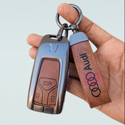 Metal Leather Key Cover For Audi Q5, A5, A8, Q7, A4, A6 3 button smart key