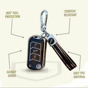 TPU Key Cover For Mahindra Scorpio, XUV 300, Marazzo, XUV 700, 3XO, XUV 400 EV, Bolero, Thar, TUV 3 & Thar Roxx | 3 Button Flip Key