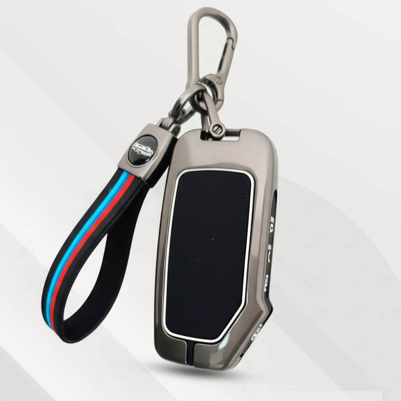 Metal Silicone Key Cover with Belt for Kia Seltos, Sonet 2023 | Push Start 4 Button Side Key