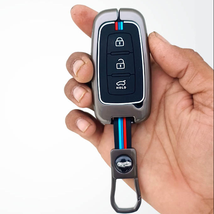 Metal Silicon Car Key Cover Compatible with Hyundai Elentra, Old Verna ...