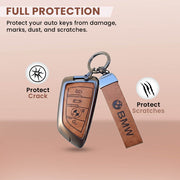 METAL LEATHER KEY COVER FOR BMW GT – SERIES | X SERIES | 5 SERIES | M – SERIES | 3 SERIES |7 SERIES OF 4 BUTTON CAR KEY COVER