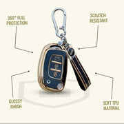 TPU Car Key Cover Compatible With Creta, Venue, Aura, i20,Grand i10 Nios, Xcent | 3 Button Flip Key
