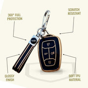 TPU Car Key Cover For TATA Punch, Tiago, Altroz, Nexon, Harrier, Safari, EV, Sierra | 4 Button Smart Key