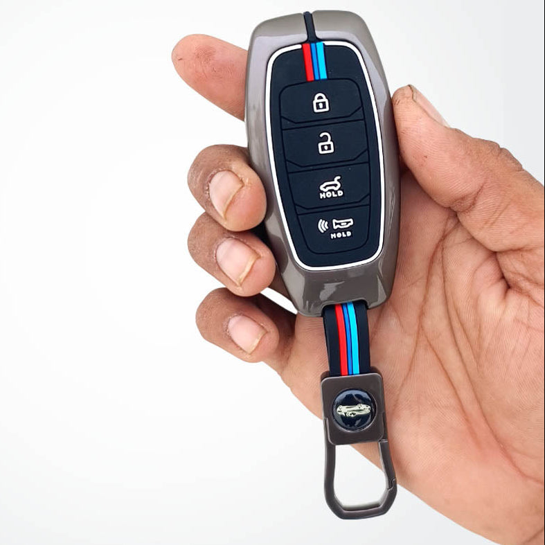 Metal Silicon Car Key Cover Compatible with New Verna (2022) | 4 Button Smart Key |