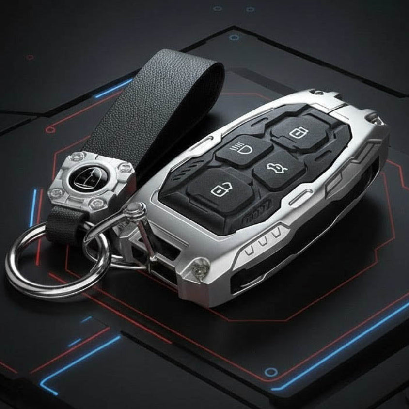 Transformer Car Key Cover Silver For TATA Punch, Tiago, Altroz, Nexon, Harrier, Safari, EV, Sierra | 4 Button Smart Key