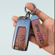 Metal Leather Key Cover For Audi Q5, A5, A8, Q7, A4, A6 3 button smart key