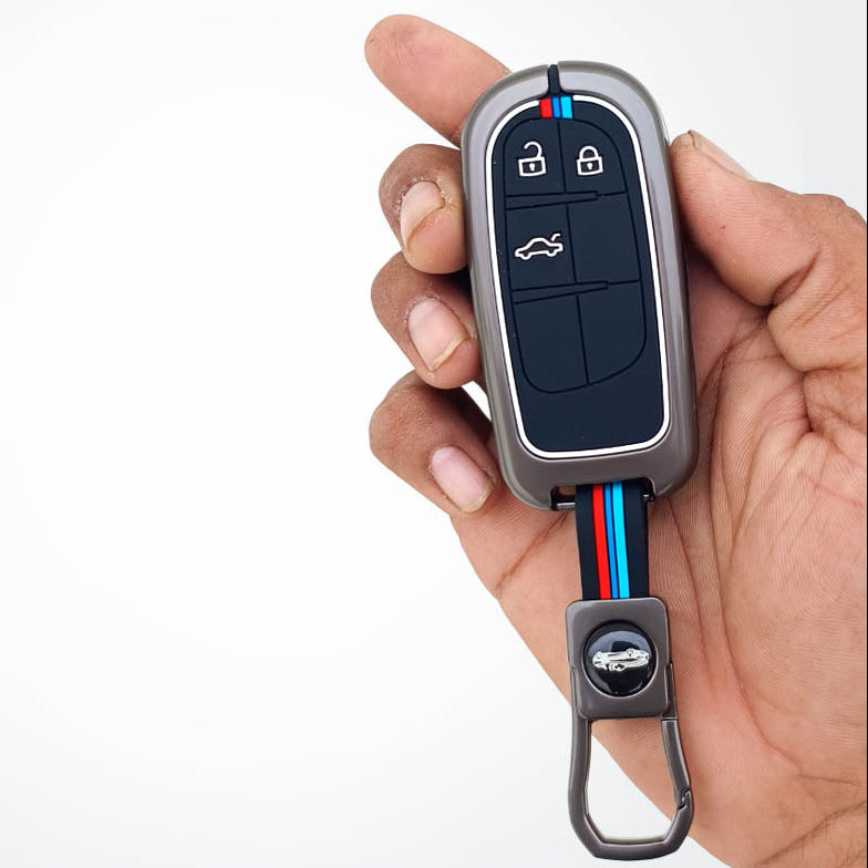 Metal Silicon Car Key Cover Compatible With Jeep Compass | 3 Button Smart Key