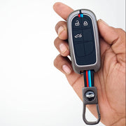 Metal Silicon Car Key Cover Compatible With Jeep Compass | 3 Button Smart Key