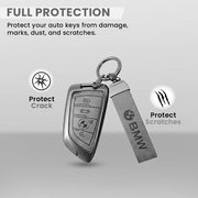 METAL LEATHER KEY COVER FOR BMW GT – SERIES | X SERIES | 5 SERIES | M – SERIES | 3 SERIES |7 SERIES OF 4 BUTTON CAR KEY COVER
