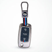 Metal Silicon Key Cover for Skoda/Volkswagen Polo, Vento, Ameo,  Passat, Rapid, Laura, Superb, Octavia | 3 Button Flip Key