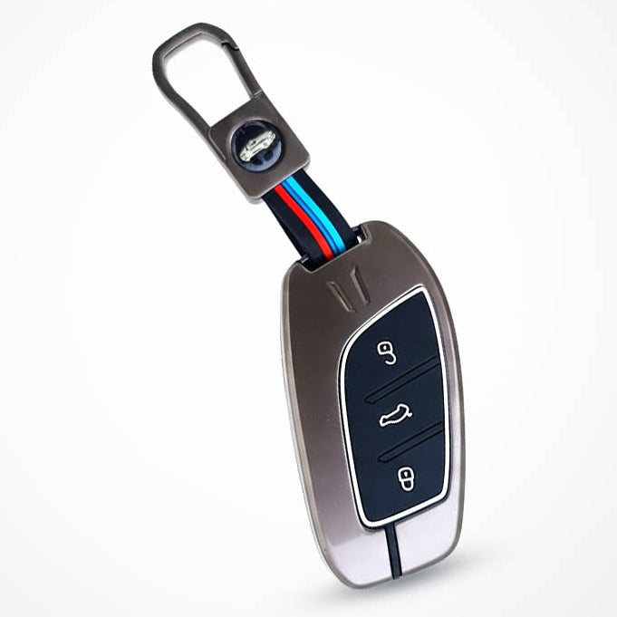 Metal Silicon Car Key Cover For MG ZS EV, Astor | 3 Button Smart Key