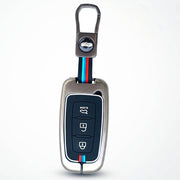 Metal Silicon Car Key Cover Compatible with Hyundai Elentra, Old Verna, Old i20 | Push Button Smart Key