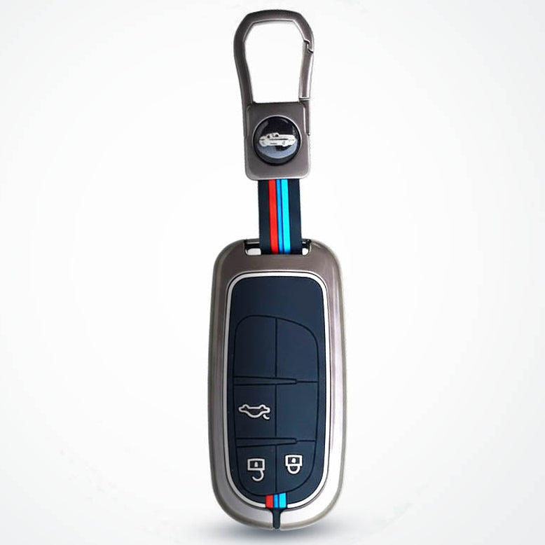 Metal Silicon Car Key Cover Compatible With Jeep Compass | 3 Button Smart Key