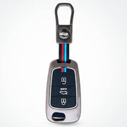 Metal Silicon Car Key Cover Compatible with Verna Fluidic, Old i10,Old i20 | 3 Button Flip Key