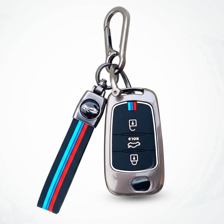 Metal Silicone Key Cover with Belt for Verna Fluidic, Old i10,Old i20 | 3 Button Flip Key VIEW ALL REVIEWS