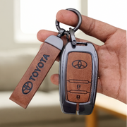 Metal Leather Car Key Cover For Toyota Fortuner, Hilux, Innova Crysta,  Legender, Innova HyCross, Land Cruiser | 2 Button Type M1 Push Start Smart Key