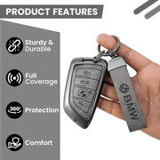 METAL LEATHER KEY COVER FOR BMW GT – SERIES | X SERIES | 5 SERIES | M – SERIES | 3 SERIES |7 SERIES OF 4 BUTTON CAR KEY COVER