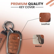 Metal Leather Car Key Cover For Toyota Fortuner, Hilux, Innova Crysta,  Legender, Innova HyCross, Land Cruiser | 3 Button Type M1 Push Start Smart Key