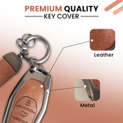 Mahindra XUV 500 Key Cover | Metal Leather | 3 Button Smart Key