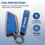 METAL LEATHER KEY COVER FOR BMW GT – SERIES  | X SERIES | 5 SERIES | M – SERIES | 3 SERIES |7 SERIES OF 4 BUTTON CAR KEY COVER