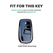 Metal Leather Car Key Cover For Toyota Fortuner, Hilux, Innova Crysta,  Legender, Innova HyCross, Land Cruiser | 2 Button Type M1 Push Start Smart Key