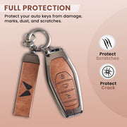 Mahindra XUV 500 Key Cover | Metal Leather | 3 Button Smart Key