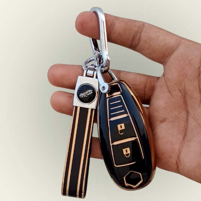 TPU Key Cover for Suzuki Baleno, Ciaz, Grand Vitara, Brezza, S Cross, Swift, Ignis, XL6, Fronx | 2 Button Smart Key
