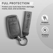 Metal Leather Car Key Cover For Toyota Fortuner, Hilux, Innova Crysta,  Legender, Innova HyCross, Land Cruiser | 2 Button Type M1 Push Start Smart Key