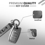 Metal Leather Car Key Cover Compatible With Kia Seltos, Sonet, Carens | Push Start Key