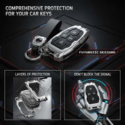 Transformer Car Key Cover Silver For TATA Punch, Tiago, Altroz, Nexon, Harrier, Safari, EV, Sierra | 4 Button Smart Key